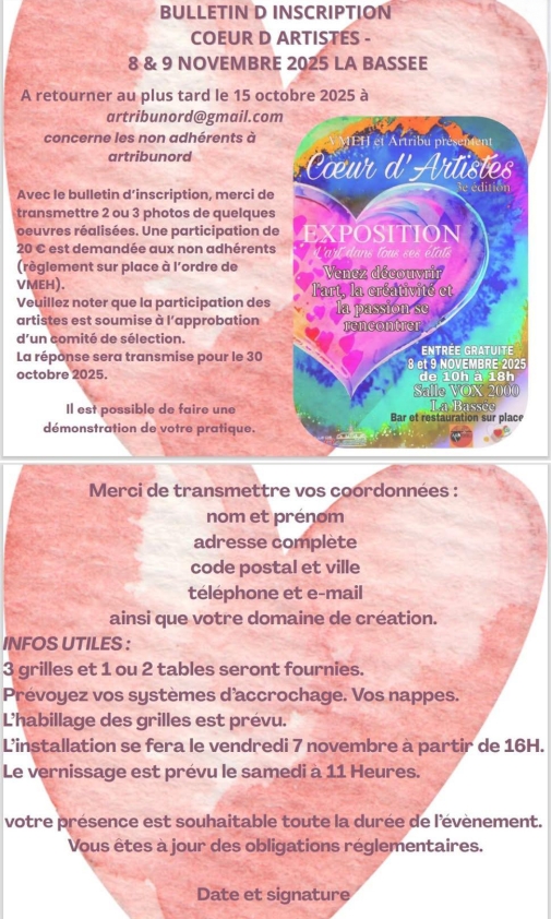 Appel à candidatures - Cœur d'artistes